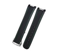 SRTYDCUR Weiches Uhrenarmband mit gebogenem Ende, kompatibel Omega Aqua Terra 150, 18 mm, 19, 20, schwarz, grün, gelb, buntes aus Gummi und Silikon(Black grn round,20MM_SILVER BUCKLE)