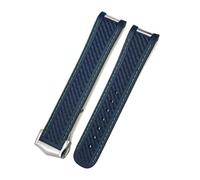 SRTYDCUR Weiches Uhrenarmband mit gebogenem Ende, kompatibel Omega Aqua Terra 150, 18 mm, 19, 20, schwarz, grün, gelb, buntes aus Gummi und Silikon(Blue grn pointed,19MM_SILVER BUCKLE)