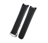 SRTYDCUR Weiches Uhrenarmband mit gebogenem Ende, kompatibel Omega Aqua Terra 150, 18 mm, 19, 20, schwarz, grün, gelb, buntes aus Gummi und Silikon(Black ylw pointed,20MM_GOLDEN BUCKLE)