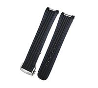 SRTYDCUR Weiches Uhrenarmband mit gebogenem Ende, kompatibel Omega Aqua Terra 150, 18 mm, 19, 20, schwarz, grün, gelb, buntes aus Gummi und Silikon(Black blu round,20MM_SILVER BUCKLE)