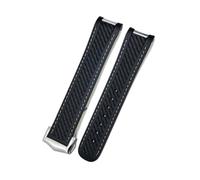 SRTYDCUR Weiches Uhrenarmband mit gebogenem Ende, kompatibel Omega Aqua Terra 150, 18 mm, 19, 20, schwarz, grün, gelb, buntes aus Gummi und Silikon(Black white pointed,18MM_SILVER BUCKLE)