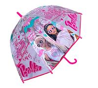 SRV Hub Barbie Kinder-Regenschirm aus PVC, 74 cm, transparente Kuppel/Glockenschirm für Kinder, winddichter Stockschirm für Mädchen, hält junge Sportler trocken und glücklich, 3-7 Jahre