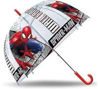 SRV Hub Kuppelschirm für Kinder, PVC, bequemer Glockenschirm für Kinder, winddichter Stockschirm für Mädchen und Jungen, hält junge Sportler trocken und glücklich, 3-7 Jahre, Marvel Spiderman