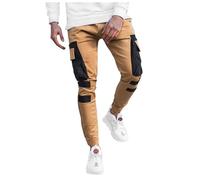 SRZYMJ 3/4 Hose Herren Cargo Shorts Trachten Jogginghose atmungsaktive Freizeithose aus eisseide Outdoorhose Stretch Trainingshose Sporthose Softshellhose Lange Unterhosen Winter Trekking Hose Khaki