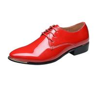 SRZYMJ Anzugschuhe Herren, Männer Oxford Schuhe Kleid Schuhe Leder Schnürschuhe Klassische Business Brock Schuhe Büro Hochzeit Freizeitschuhe Lederschuhe Hochzeitsschuhe Business Schnürschuh Rot 41