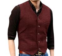 SRZYMJ Anzugweste Für Herren - Lederweste Für Herren, Schmal, Einreihig, Büroweste, Ärmellos, Blazer, Weste In Übergröße 3D Weihnachten Bedruckte Men Clothes Anzüge Für Herren