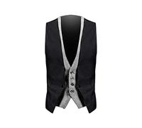 SRZYMJ Anzugweste für Herren Schwarz Regular Fit Weste Elegant Vintage Westen Rockabilly 20er Jahre Herren Basic Businessweste Hochzeit Outfit Westernweste Ärmellose Anzugweste Schwarz Gilet