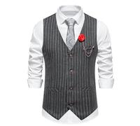 SRZYMJ Anzugweste für Herren Schwarz Regular Fit Weste Elegant Vintage Westen Rockabilly 20er Jahre Herren Basic Businessweste Hochzeit Outfit Westernweste Ärmellose Anzugweste Grey Gilet Herren