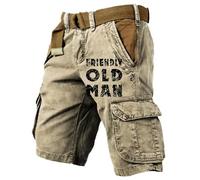 SRZYMJ Arbeits Kurze Hose Herren Cargo Shorts Men Radhose Herren Träger Kurz Cargohose Herren Jogger Kurze Hosen Herren XXL Badehose Herren Schnelltrocknend Khaki Anzughose Herren Slim Fit Beige XL