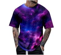 SRZYMJ Ausgefallene Tshirt Herren Galaxie Drucken T-Shirt Bluse Kurzarm Shirt Rundhalsausschnitt Locker Frauen Oberteile Sommer Alltag Crop Top Sport T-Shirts Teenager Kleidung Y2k Sommerkleidung 3XL