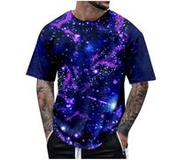 SRZYMJ Ausgefallene Tshirt Herren Galaxie Drucken T-Shirt Bluse Kurzarm Shirt Rundhalsausschnitt Locker Frauen Oberteile Sommer Alltag Crop Top Sport T-Shirts Teenager Kleidung Y2k Sommerkleidung 4XL