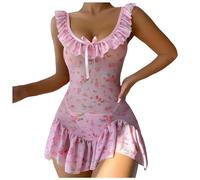 SRZYMJ Babydoll Seide Durchsichtige Dessous Negligee Sexy Weiß Lingerie Sexy Open Crotch Nachtwäsche Sexy Set Kurz Spitze Nachtkleid Lang Baumwolle Winter Sleepwear Women Rosa Transparente Unterwäsche