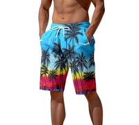 SRZYMJ Badeshorts Herren Blau Badehose für Herren Badeshorts Kurz Schnelltrocknend Beachshorts Boardshorts Strand Shorts mit Mesh-Futter und Verstellbarem Tunnelzug Shorts Sporthose Chino Hose Kurz L