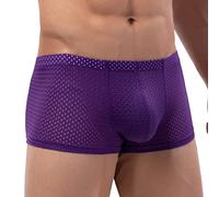 SRZYMJ Boxershorts Herren Sexy Unterwäsche Herren String Tanga Herren Sexy Unterwäsche Für Männer Transparent Mesh Boxershorts Herren Durchsichtige Reizwäsche Unterhose Netzhose Unterhose Lang Lila M