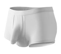 SRZYMJ Boxershorts Herren Weiß Boxershorts American Style für Herren Männer Unterhosen Kariert Blau klassisch Unterwäsche weit Boxershorts Langes Bein Herren Herren Unterhosen Weiß Mit Eingriff XL