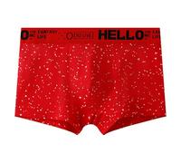 SRZYMJ Boxershorts Weihnachten Retroshorts FüR Herren Shorts Herren UnterwäSche Bambus Unterhosen Herren Baumwolle Slips Shortys Herren-Strings Rot L