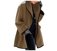 SRZYMJ Braun Mantel Damen Frühling Elegant Trenchcoat Wollmantel Kariert Winter Regenjacke Fahrrad Windjacke Leicht Kapuzenjacke Oversize Funktionsjacke Winterjacke Wintermantel