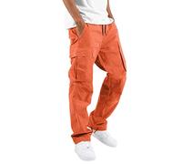 SRZYMJ Cargo Hosen Dicke warme Jogginghose Herren Freizeithose Freizeithose Outdoorhose Zip Off Trainingshose Sporthose mit innenhose Softshellhose winterstrumpfhose trekkinghosegröße Orange