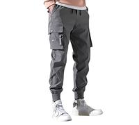 SRZYMJ Cargohose Herren Radunterhose Herren Radlerhose Herren Gepolstert 3/4 Jeanshosen Herren Wanderhose Herren Zip Off Sommerhose Grey Röhrenhose Hose Herren Regular 5XL