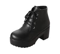 SRZYMJ Damen Stiefel Hoch Absatz Schuhe Damen Winter Stiefel Stiefeletten Stilvolle Mittelrohrstiefel Damen Stiefel Damenstiefel Schwarz Rieker Stiefel Damen Schwarz Damen Stiefel Leder 42 Schwarz 37