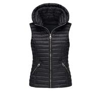 SRZYMJ Daunenweste Damen Lang Weste Damen Lang Mantel Weste Damen Steppweste Damen Leicht Sweatweste Damen Ärmellos Übergangsjacke Damen Lang Reitweste Damen Black