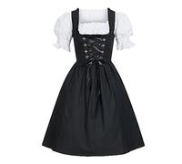 SRZYMJ Dirndl Set 32 Trachtenkleid Damen Dirndlbluse Weib Dirndl Kleider Damen Elegant Dirndl Kleider Schwarz Oktoberfest Damen Outfit Lederhose Halloween Kostüm Damen Dirndl Schürze Spitze Einzeln