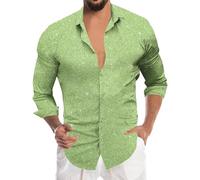 SRZYMJ Freizeithemd Herren Langarm mit Fashion 3D Druck, Bügelfrei und Regular Fit - Vielseitig als Karnevalskostüm für Fasching, Festliches Disco Outfit oder Hawaii Shirt für Silvester L