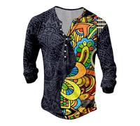 SRZYMJ Freizeithemd Herren Langarm mit Fashion 3D Druck, Bügelfrei und Regular Fit - Vielseitig als Karnevalskostüm für Fasching, Festliches Disco Outfit oder Hawaii Shirt für Silvester L