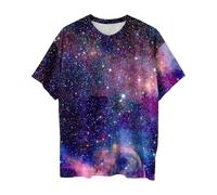 SRZYMJ Galaxy Shirt Herren, Galaxie Drucken T-Shirt Bluse Modische, Sternenhimmel Sommer Kostüm, Rundhals Kurzarm Frauen Oberteile Tops, Karneval Costume M