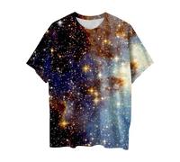 SRZYMJ Galaxy Shirt Herren Galaxy Kostüm Herren Tshirt Herren Galaxy Herren T-Shirt Galaxie Universum Stern Weltraum Grafik 3D Bedrucken Glitzer Oberteile Für Karnevalskostüme M