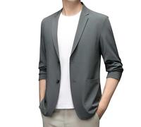 SRZYMJ Grey Sakko Herren Leinen Leicht Sportsakko Blazer Sportlich Freizeit Sakkos Zwei Knopf Dünne Business Anzug Jacken Mantel Stilvolle Alltagsanzüge Anzugjacke Sportmäntel Anzug Hemd 4XL