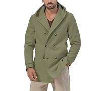 SRZYMJ Grün Herren Trenchcoat Einreihig Lang Mantel Leichter Revers Herbst Winter Jacke Übergangsjacke Jacke Herren Übergangsjacke 5Xl Regenmantel Wasserdicht Atmungsaktiv Thermoshirt Herren L
