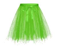 SRZYMJ Grün Tüllrock Damen Unterrock Tütü Rock Hohe Taille Elastische Petticoat Tüllrock Party Rockabilly Tüll Rock Midirock Crinoline kostüm Damen große größen Zirkus kostüm Herren S