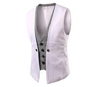 SRZYMJ Herren Anzug Weste Tweed Westen Gilet Wollen Notch Retro Vintage Hochzeit Bräutigam Lässig Weiß Casual Businessweste Formelle Zip Pullover Herren Langblazer Anzugjacken Für Herren
