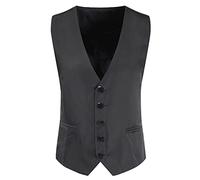 SRZYMJ Herren Casual Wolle Fischgrätmuster Anzug Weste V-Ausschnitt Tweed Weste für Hochzeit Groomsmen Schwarz Für Hochzeit Groomsmen Stichsichere Weste Herren Männer Anzug Cord-Blazer Für Herren