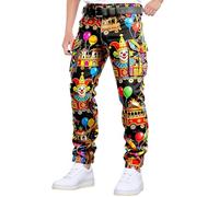 SRZYMJ Herren Chino Hose Kölner Dom Clown Karneval Kostüm Rut und Wieß Slim Fit Cargohose Klassisch Kölle Alaaf Chinohose mit Taschen Fasching Köln Wappen Cargo Hosen Streetwear