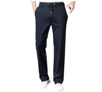 SRZYMJ Herren Hosen Mit Gummizug Freizeithose Lang Jogginghose Lang Polyester Outdoorhose Stretch Zip Cargohose Chino Hose Stoffhose Trainingshose Sporthose Lang Baumwolle Trekkinghose Marine XL