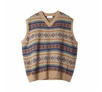 SRZYMJ Herren Pullunder Weste Ärmellose Strickweste V-Ausschnitt aus Baumwolle Winter Pullover für Männer Herbst Winter Warmes Oberteil Khaki Weste Schwarz Pullunder Ärmellos Fit L
