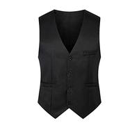 SRZYMJ Herren Tweed Weste Retro V-Hals Hochzeit Geschäft Slim Fit Party Wolle Herringbone Wollwesten Tweed Anzug Westen Vintage Retro Slim Fit Schwarz Knöpfen Gilet Business Anzugweste