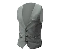 SRZYMJ Herren Weste Anzugweste Slim fit V-Ausschnitt Ärmellose mit 5 Knöpfen Gilet Business Casual Klassisch Basic Männer Anzugweste für Herren Grey Slim Fit V-Ausschnitt Herren Winterweste