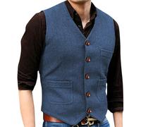 SRZYMJ Herren Weste Floral Jacquard Krawatte Einstecktuch Taschentuch Weste Anzug Set Blau Anzugweste Lustig Weste Running Vest Lederkombi 2 Teiler Herren Anzugweste Für Herren Slim Fit Anzugweste