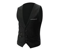 SRZYMJ Herren Western Weste Herren Anzug Weste V-Ausschnitt ärmellose Westen Slim Fit Anzug Business Hochzeit Schwarz Weste Christmas Festlich Weste Lang Herrenanzug Cord-Blazer Für Herren