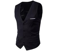 SRZYMJ Herren Western-Weste, Wildlederimitat, Western-Cowboy-Kleid, Westen, Westen, mit Taschen Schwarz Basic Männer Anzugweste Bodywarmer Herren Anzug Herren Slim Fit Sommer Anzug Herren