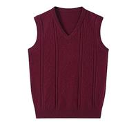 SRZYMJ Herren Winter V-Ausschnitt Sleeveless Weste Classic Business Gentleman Strickwaren Strick Weste Pullover Strickjacken Tanktops Rot Strickweste Herren Sommer West Slim Fit Pullover Damen Xxl M