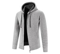 SRZYMJ Hoodie Herren Einfarbig Langarm Sweatjacke Mit Reißverschluss Casual Sweatshirt Jacke Leicht Kapuzenjacke Outdoor Sportjacke Kapuzenpullover Warm Freizeitjacke Übergangsjacke Grey XL