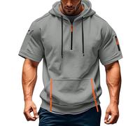 SRZYMJ Hoodie Herren Sweatjacke Langarm Pullover mit Kapuze Sweatshirt Einfarbige Loose Kapuzenjacke Sport Kapuzenshirt mit Reißverschluss Kapuzenpullover Klassische Herbst Bekleidung S-3XL GY1,XL