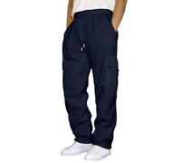 SRZYMJ Hose Herren Cargo Mit Reissverschluss Freizeithose Sommer Leicht Halblang Jogginghose Baggy Grau Outdoorhose Cargohose Chino Hose Stoffhose Trainingshose Sporthose Trekkinghose Marine 3XL
