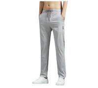 SRZYMJ Hose Herren Regular Fit Freizeithose Sommer Leicht Dünn Jogginghose Sommer Outdoorhose 3/4 Lang Cargohose Chino Hose Stoffhose Trainingshose Sporthose Trekkinghose Lederhose Grey XL
