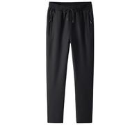 SRZYMJ Jogginghose Herren Baumwolle Fleece Gefüttert Trainingshose Warme Freizeithose Winter Sherpa Sweatpants Thermo Sporthose Lang Fleecehose mit Kordelzug Winter Strumpfhose Schwarz XS