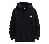 SRZYMJ Kapuzenpullover Herren Pullover Langarm Hoodie Herren Warm Jacquard Casual Farbblock Sweatshirt mit Taschen Hemd Schwarz Muster Schlafanzug Warm Weihnachtsmantel Pullover Schwarz L